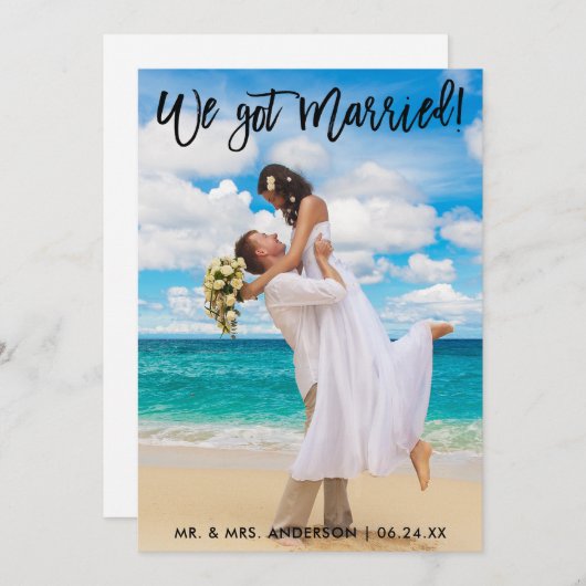 Weブ得ラシ結婚したスクリプトお祝い招待状Blk 案内状 (正面/裏面)