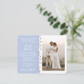 We得グリッター結婚したハートフォトブルーホワイト 招待状 (スタンド正面)