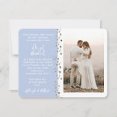 We得グリッター結婚したハートフォトブルーホワイト 招待状 (正面)