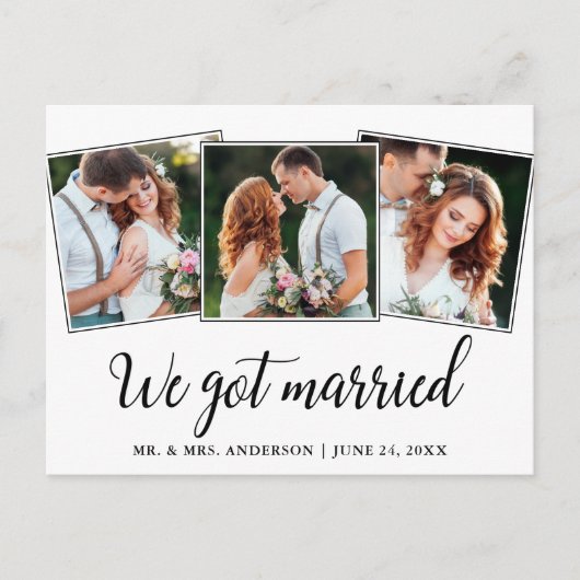 We得結婚した結婚の3枚の写真 ポストカード (正面)
