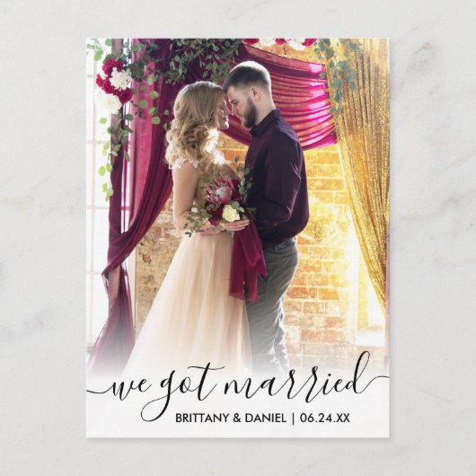 We得 Script 結婚した Overlay Photo ポストカード (正面)