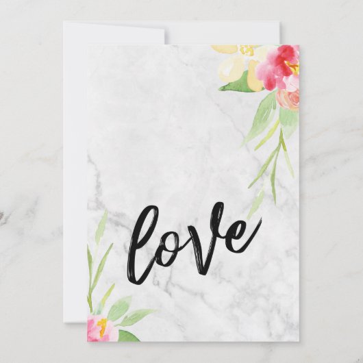 We得 Water Color Flowers & Gray Marble 招待状 (裏面)