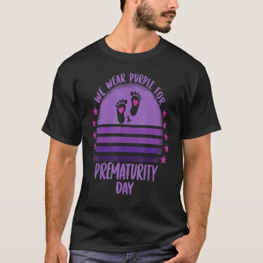 We衣服パープルfor World Prematurity Day Ribbon Aw Tシャツ (正面)