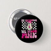 We衣服ピンクおもしろい幽霊ハロウィーン乳がん 缶バッジ (正面&裏面)