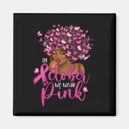 We衣服ピンクブラック女性乳がん認識度 マグネット (正面)