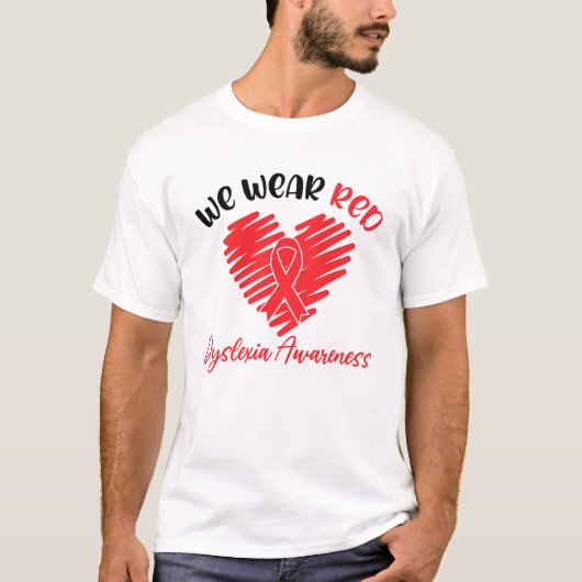 We衣服レッドディスレクシア認識度 Tシャツ (正面)