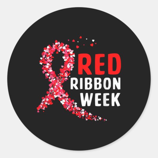 We衣服レッドRed Ribbon Week認識度 ラウンドシール (正面)