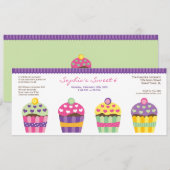 We "ハート"カップケーキロング招待状 招待状 (正面/裏面)