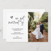 We モダン Surprise得の写真結婚カード 招待状 (正面/裏面)