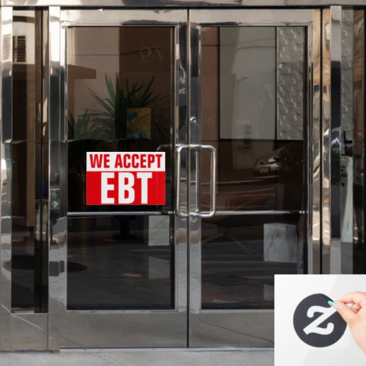 WE ACCEPT EBT Red Business Sign ウィンドウサイン (オフィスドア)