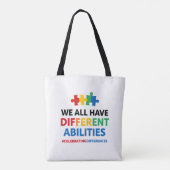 We All Have Different Abilities Awareness Art トートバッグ (裏面)