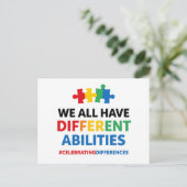 We All Have Different Abilities Awareness Art ポストカード (スタンド正面)