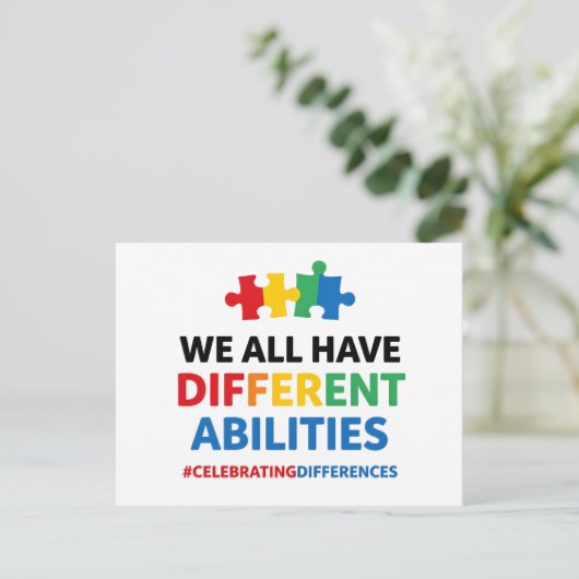 We All Have Different Abilities Awareness Art ポストカード (スタンド正面)