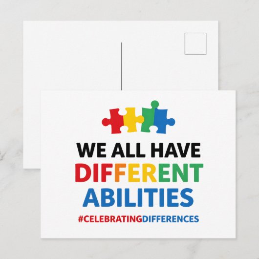 We All Have Different Abilities Awareness Art ポストカード (正面/裏面)