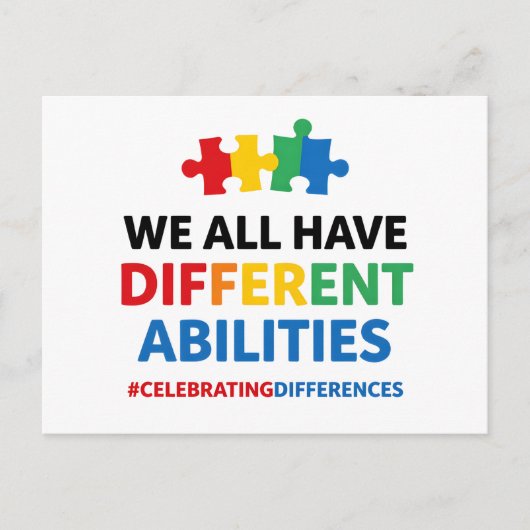 We All Have Different Abilities Awareness Art ポストカード (正面)