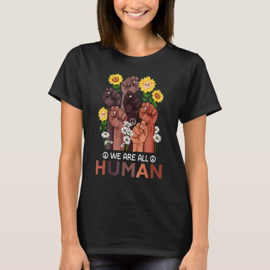 We Are All Human Pride Sunflower Peace African Rai Tシャツ (正面)