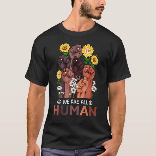 We Are All Human Pride Sunflower Peace African Rai Tシャツ (正面)