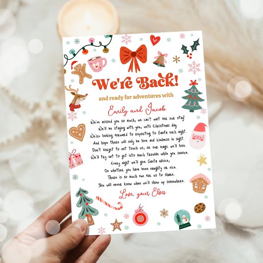 We Are Back Elf Arrival Return Christmas Letter 招待状