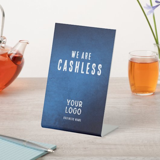 We are Cashless - Blue Grunge Gradient 台座サイン (インサイチュ)