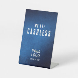 We are Cashless - Blue Grunge Gradient 台座サイン