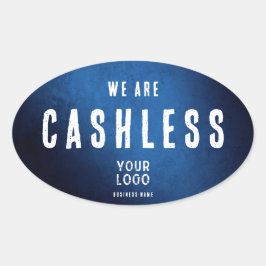 We are Cashless - Blue Grunge Gradient 楕円形シール