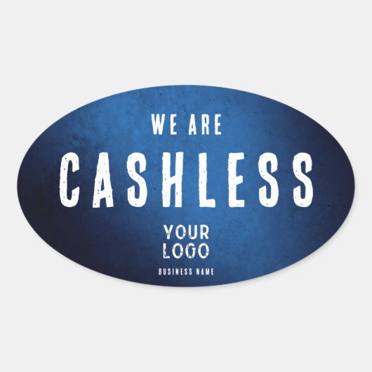 We are Cashless - Blue Grunge Gradient 楕円形シール (正面)