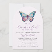 We are Enchanted To Meet You Butterfly Baby Shower 招待状 (正面)