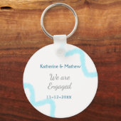 We are engaged blue gray watercolor spiral stylish キーホルダー (裏面)