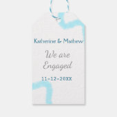 We are engaged blue gray watercolor spiral stylish ギフトタグ (裏面)