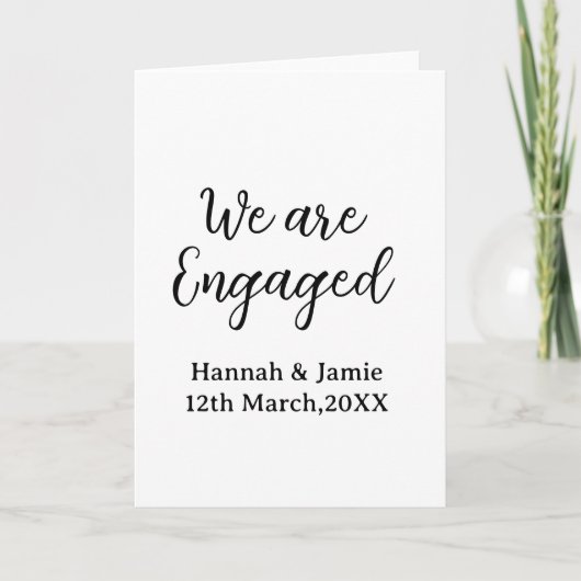 We are Engaged couple name date calligraphystylish カード (正面)