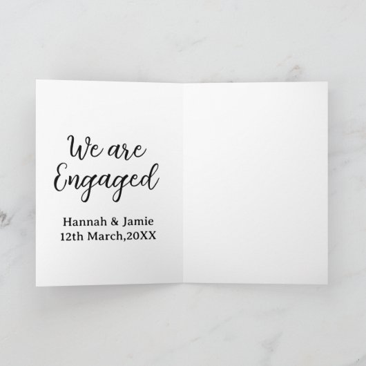We are Engaged couple name date calligraphystylish カード (内部)