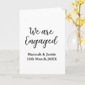 We are Engaged couple name date calligraphystylish カード (黄色い花)