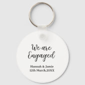 We are Engaged couple name date calligraphystylish キーホルダー (正面)
