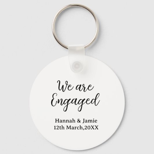 We are Engaged couple name date calligraphystylish キーホルダー (正面)