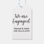We are Engaged couple name date calligraphystylish ギフトタグ (正面)
