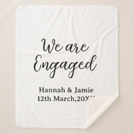 We are Engaged couple name date calligraphystylish シェルパブランケット