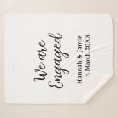 We are Engaged couple name date calligraphystylish シェルパブランケット (正面(横))