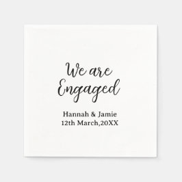 We are Engaged couple name date calligraphystylish スタンダードカクテルナプキン