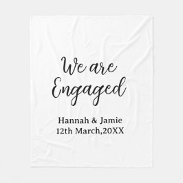 We are Engaged couple name date calligraphystylish フリースブランケット