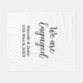 We are Engaged couple name date calligraphystylish フリースブランケット (正面(横))