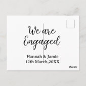 We are Engaged couple name date calligraphystylish ポストカード (裏面)