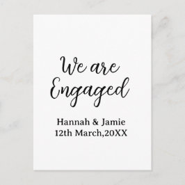 We are Engaged couple name date calligraphystylish ポストカード