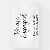 We are Engaged couple name date calligraphystylish 横断幕 (縦)