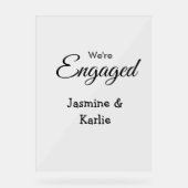 We are engaged couple name romantic stylish simple アクリルサイン (正面)
