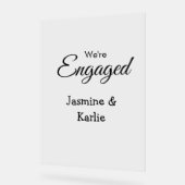 We are engaged couple name romantic stylish simple アクリルサイン (傾斜)