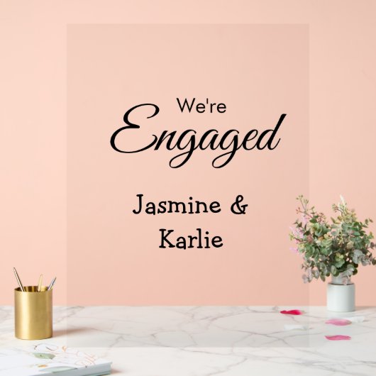 We are engaged couple name romantic stylish simple アクリルサイン (ウェディング)