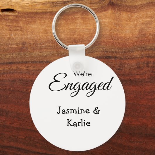 We are engaged couple name romantic stylish simple キーホルダー (裏面)