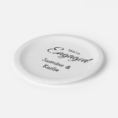 We are engaged couple name romantic stylish simple ペーパープレート (アングル)