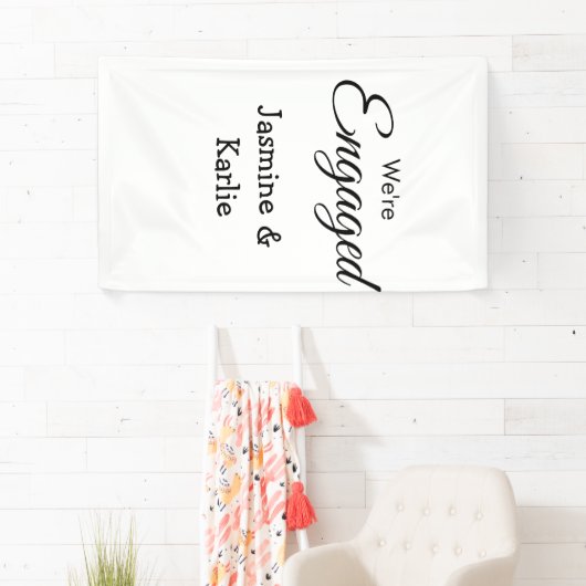 We are engaged couple name romantic stylish simple 横断幕 (インサイチュ)