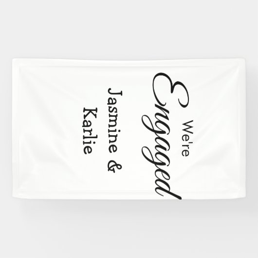 We are engaged couple name romantic stylish simple 横断幕 (横)